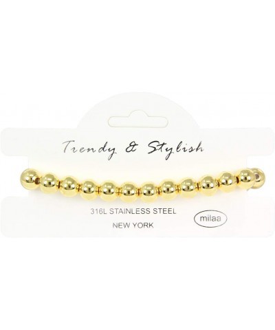 by you Stainless Steel Gold Silver Beaded Ball Bracelets for Women Stretchable Elastic Bracelet Set 8mm - Gold $13.67 Bracelets