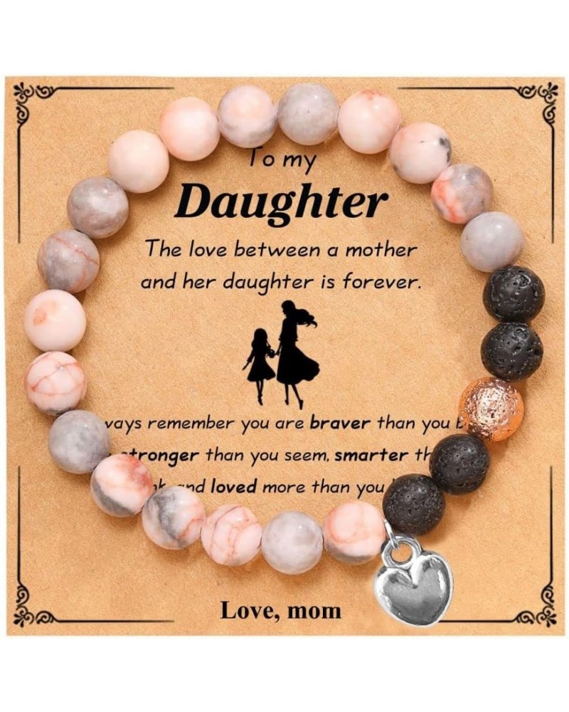 Natural Stone Black and Pink Bracrlets The Love Between a Mother/Grandmother/Sister and Her Daughter/Granddaughter/Sister Bea...