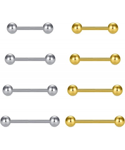 Nipple Rings Tongue Rings Stainless Steel 14G Straight Barbells Piercing Jewelry 12mm,14mm,16mm,18mm 7 -silver & gold $8.25 B...