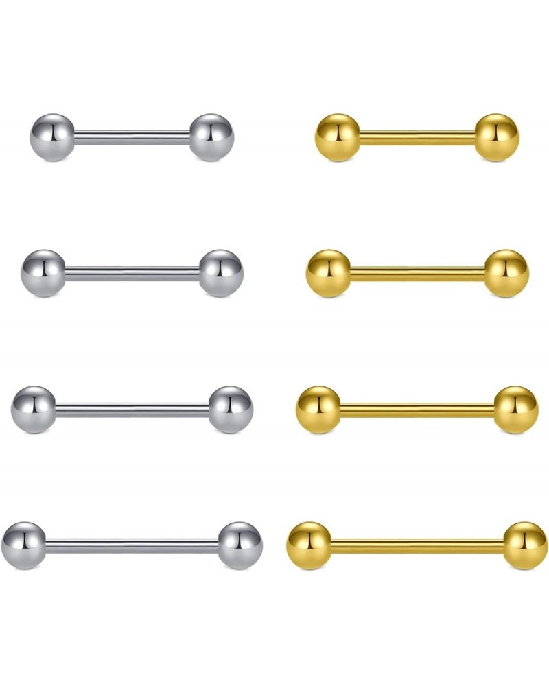 Nipple Rings Tongue Rings Stainless Steel 14G Straight Barbells Piercing Jewelry 12mm,14mm,16mm,18mm 7 -silver & gold $8.25 B...