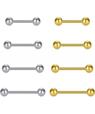 Nipple Rings Tongue Rings Stainless Steel 14G Straight Barbells Piercing Jewelry 12mm,14mm,16mm,18mm 7 -silver & gold $8.25 B...