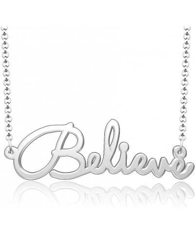 Personalized Stainless Steel Jewelry Inspirational Words Custom Name Necklace Believe $9.00 Necklaces