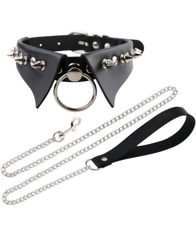 Punk Hauling Chain PU Leather Collar Necklace Neck Strap Gothic NightClub Goth Leash Belts Adjustable Size 03-Black $11.59 Ne...