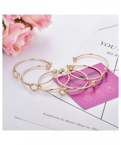 Bridesmaid bracelets-Ikooo 5 pcs Love Knot Open Bangle With Bride Tribe Hair tie for Best Friend, BFF of the Bride wedding Gi...