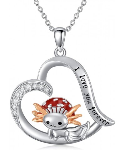 925 Sterling Silver Animal Necklace Cute Animal Jewelry Gifts for Women Mother Sister Friends Axolotl $12.00 Necklaces