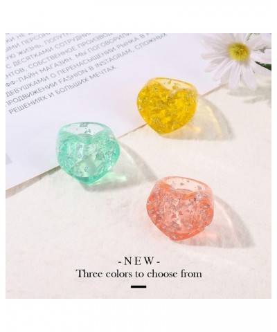 Resin Band Rings Acrylic Heart Stackable Ring Sets Colorful Rings Accessory Jewelry for Women and Girls(Pack of 3) $7.34 Rings