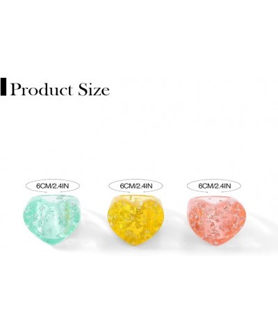 Resin Band Rings Acrylic Heart Stackable Ring Sets Colorful Rings Accessory Jewelry for Women and Girls(Pack of 3) $7.34 Rings