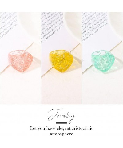 Resin Band Rings Acrylic Heart Stackable Ring Sets Colorful Rings Accessory Jewelry for Women and Girls(Pack of 3) $7.34 Rings