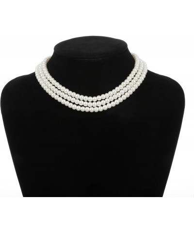 Round Imitation Pearl Necklace Vintage Multi Strands Necklace 20s Flapper Necklace for Party Pearl-6mm $11.19 Necklaces