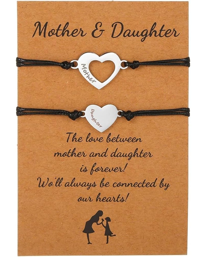 2Pcs Mother Daughter Bracelets for Women Heart Charm Bracelet Daughter Gift from Mom Christmas Gifts A1:Silver $7.00 Bracelets