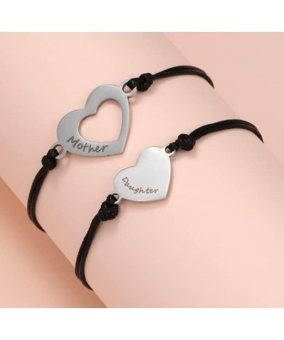 2Pcs Mother Daughter Bracelets for Women Heart Charm Bracelet Daughter Gift from Mom Christmas Gifts A1:Silver $7.00 Bracelets