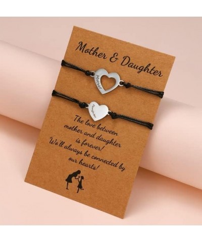 2Pcs Mother Daughter Bracelets for Women Heart Charm Bracelet Daughter Gift from Mom Christmas Gifts A1:Silver $7.00 Bracelets