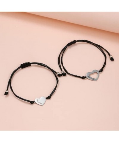 2Pcs Mother Daughter Bracelets for Women Heart Charm Bracelet Daughter Gift from Mom Christmas Gifts A1:Silver $7.00 Bracelets