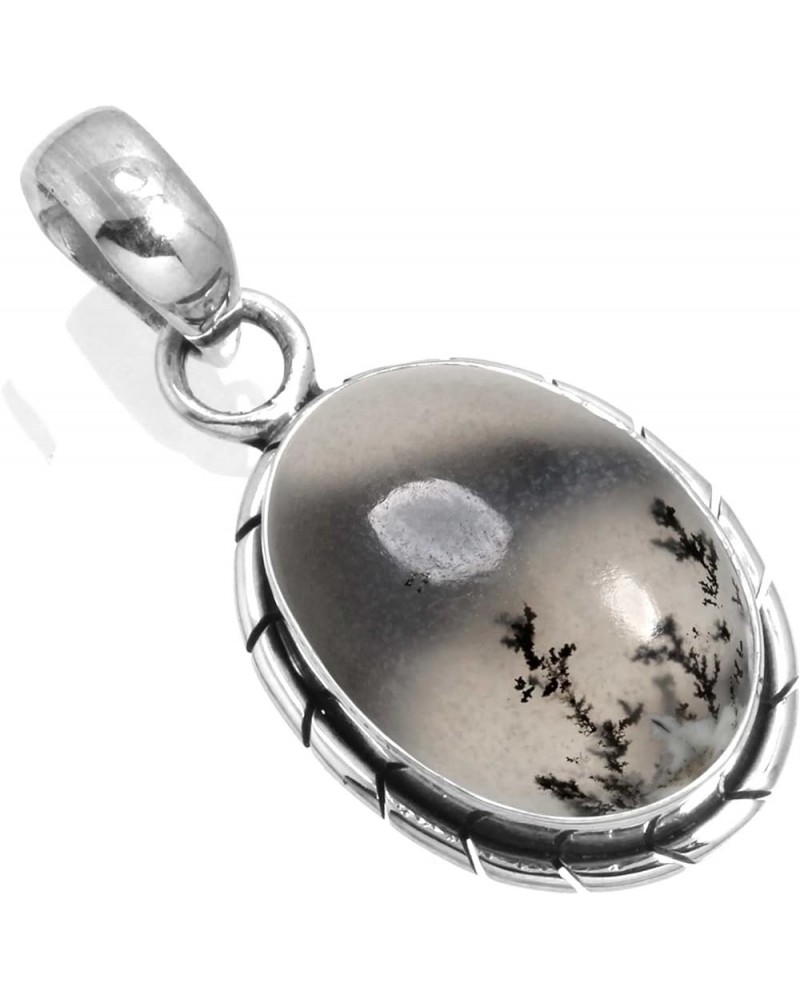 925 Sterling Silver Handmade Pendant for Women 12x16 Oval Gemstone Boho Silver Jewelry for Gift (99559_P) Dendrite Opal $16.0...