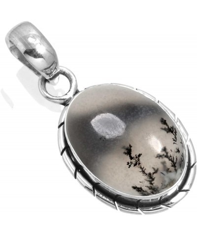 925 Sterling Silver Handmade Pendant for Women 12x16 Oval Gemstone Boho Silver Jewelry for Gift (99559_P) Dendrite Opal $16.0...