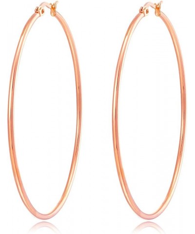 Large Gold Hoop Earrings for Women - Stainless Steel Healthy Choice for Sensitive Ears Rose Gold 60.0 Millimeters $9.50 Earrings