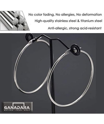 Large Gold Hoop Earrings for Women - Stainless Steel Healthy Choice for Sensitive Ears Rose Gold 60.0 Millimeters $9.50 Earrings