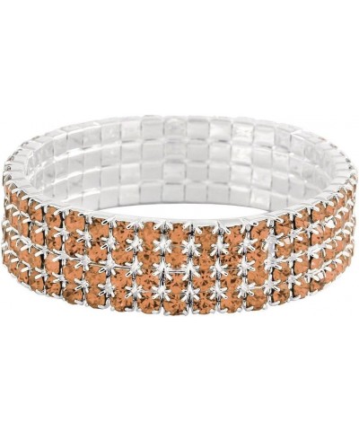 Rhinestone Crystal Stretch Bracelet Sparkle Wedding Bridal Topaz 4 Rows $7.65 Bracelets