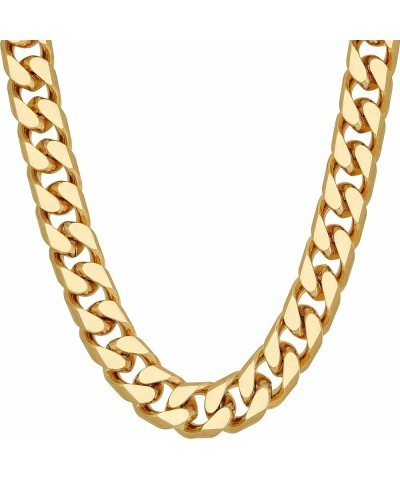 Miami Curb Square Cut Cuban Link Chain Necklaces 24k Gold Plated (5mm & 9.5mm) 22 inches 9.5mm Gold $50.14 Necklaces