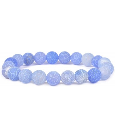 Gem Semi Precious Gemstone 10mm Round Beads Stretch Bracelet 7 Inch Unisex Light Blue Weathered Agate $14.74 Bracelets