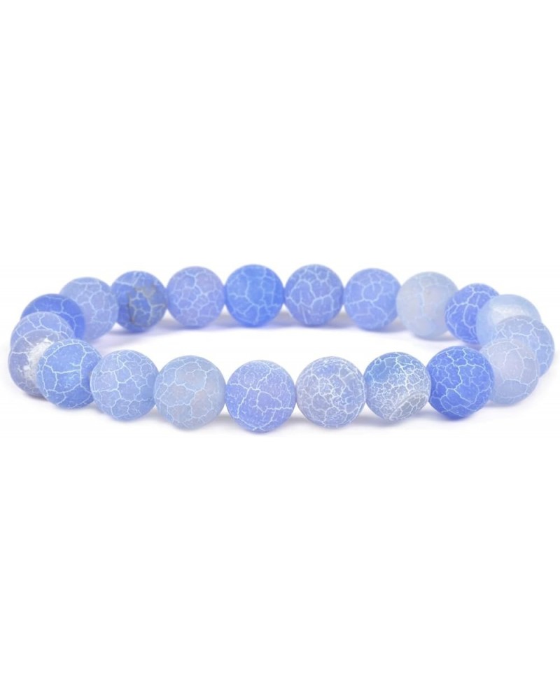 Gem Semi Precious Gemstone 10mm Round Beads Stretch Bracelet 7 Inch Unisex Light Blue Weathered Agate $14.74 Bracelets