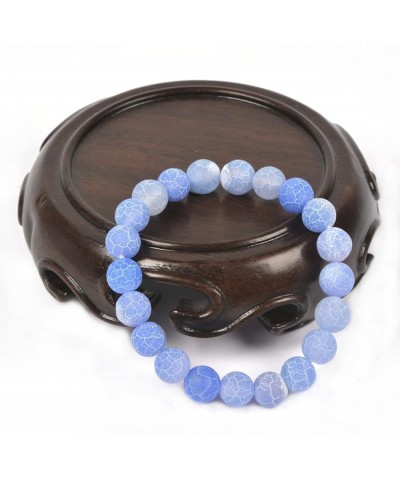 Gem Semi Precious Gemstone 10mm Round Beads Stretch Bracelet 7 Inch Unisex Light Blue Weathered Agate $14.74 Bracelets