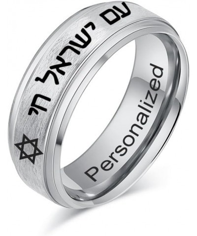 SHNIAN Judaism Hebrew Religious Rings Brushed Tungsten Carbide Black/Silver/Gold Plated Ring Statement Band Rings for Men Fre...