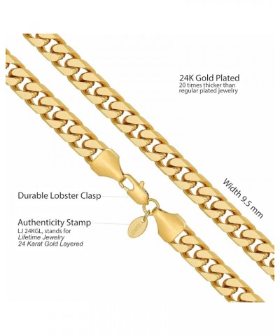 Miami Curb Square Cut Cuban Link Chain Necklaces 24k Gold Plated (5mm & 9.5mm) 22 inches 9.5mm Gold $50.14 Necklaces