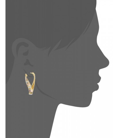 14k Tricolor Gold Scalloped Twisted Oval Hoop Earrings $73.60 Earrings