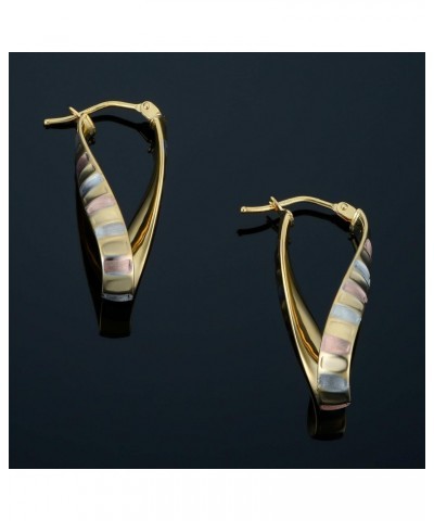 14k Tricolor Gold Scalloped Twisted Oval Hoop Earrings $73.60 Earrings