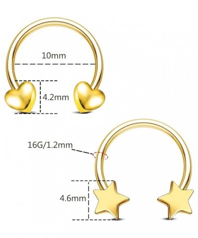 16G Septum Rings Heart Cartilage Earring Hoop Septum Earring 316L Stainless Steel Helix Earring Daith Earring Nose Ring Hoop ...