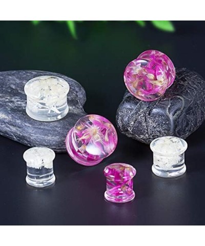 2 Pairs Gauges Piercing Saddle Plugs, Double Flared Flesh Ear Tunnels, Acrylic Flower Logo Earrings Elegant Stretchers. Y679 ...