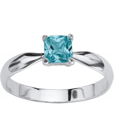 PalmBeach Sterling Silver Princess Cut Simulated Birthstone Solitaire Ring Sizes 4-10 12-December-Simulated Blue Topaz $22.79...