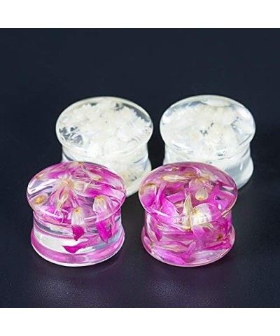 2 Pairs Gauges Piercing Saddle Plugs, Double Flared Flesh Ear Tunnels, Acrylic Flower Logo Earrings Elegant Stretchers. Y679 ...