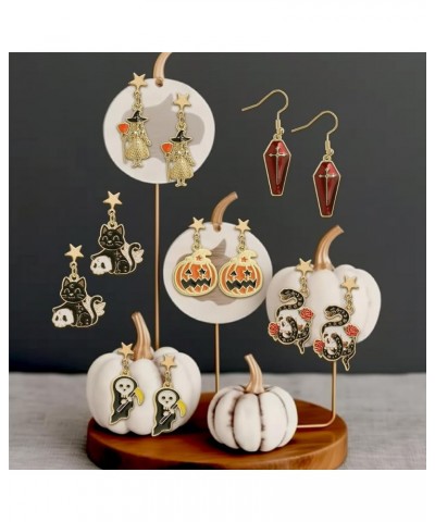 JeanBeau Halloween Skull Skeleto Spooky Ghost Bat Pumpkin Dangle Earrings Set for Women Teen Girls - Gothic Party Holiday Acc...