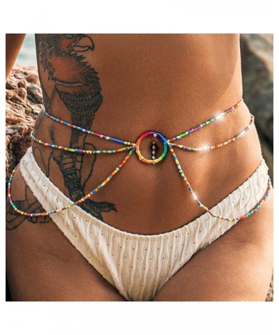 African Waist Beads Chain Colorful Layered Belly Body Chains Beaded Beach Party Body Accessories for Women A $7.79 Body Jewelry