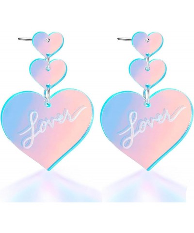 Lover Earrings Dangling Acrylic Love Heart Earrings for Women Lightweight Heart Shaped Studs Valentine's Day Mother's Day Ear...