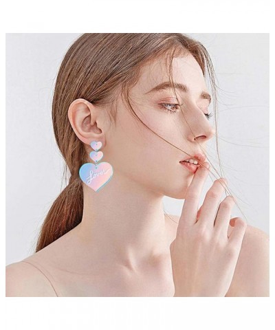 Lover Earrings Dangling Acrylic Love Heart Earrings for Women Lightweight Heart Shaped Studs Valentine's Day Mother's Day Ear...