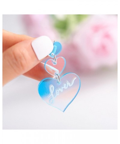 Lover Earrings Dangling Acrylic Love Heart Earrings for Women Lightweight Heart Shaped Studs Valentine's Day Mother's Day Ear...