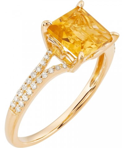 1/8 cttw Diamond Ring with Square-Cut Citrine in 10K Yellow Gold $89.30 Rings