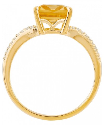 1/8 cttw Diamond Ring with Square-Cut Citrine in 10K Yellow Gold $89.30 Rings