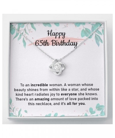 Happy 65th Birthday Jewelry For Women, Love Knot Pendant Necklace Happy Sixty Fifth Birthday Necklace With Meaningful Message...