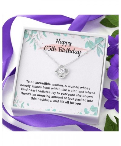 Happy 65th Birthday Jewelry For Women, Love Knot Pendant Necklace Happy Sixty Fifth Birthday Necklace With Meaningful Message...