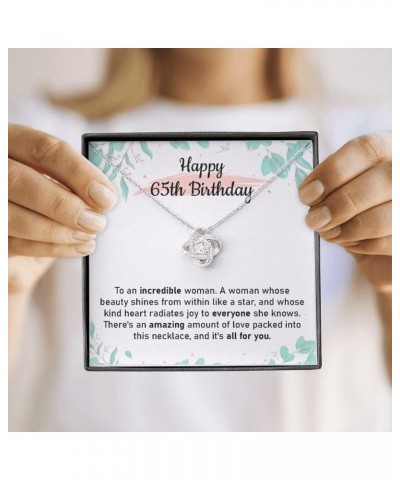 Happy 65th Birthday Jewelry For Women, Love Knot Pendant Necklace Happy Sixty Fifth Birthday Necklace With Meaningful Message...