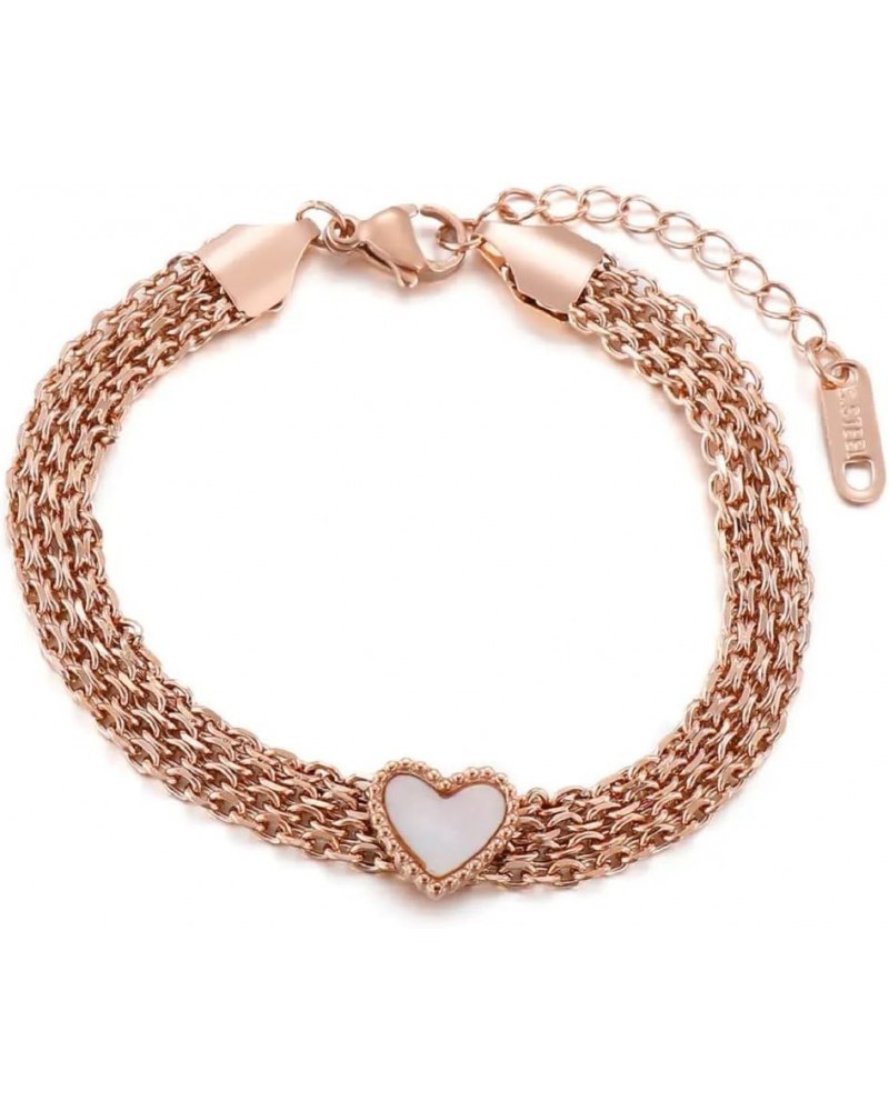 Elegant Alluring Loving Heart Extension Mesh Link Bracelet for Women (Colors: Silver, 18k Gold, and Rose Gold) Rose Gold $5.4...