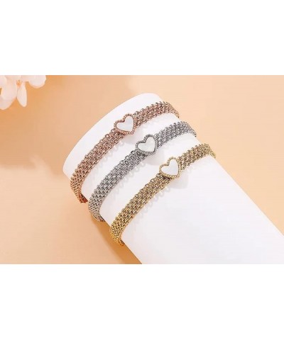 Elegant Alluring Loving Heart Extension Mesh Link Bracelet for Women (Colors: Silver, 18k Gold, and Rose Gold) Rose Gold $5.4...