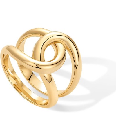 14K Gold Plated Chunky Interlock Statement Ring for Women | Interloop Band Thick Link Stackable Rings Yellow Gold $9.87 Rings