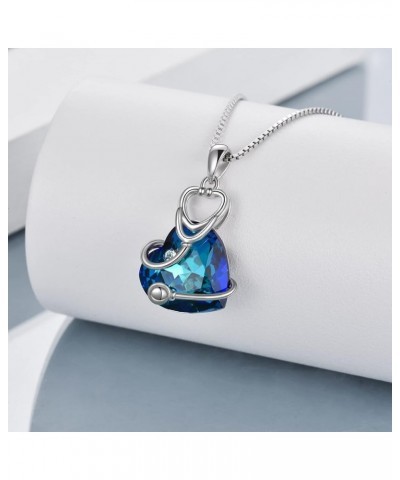 Nurse Gifts for Women Sterling Silver Heart Crystal Necklaces for Nurse Week Graduation Stethoscope Heart $26.40 Necklaces