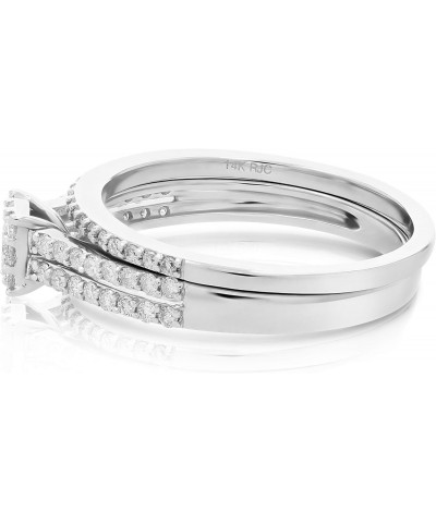 1/2 cttw Diamond Cluster Wedding Engagement Ring Set 14K White Gold Bridal $166.50 Sets