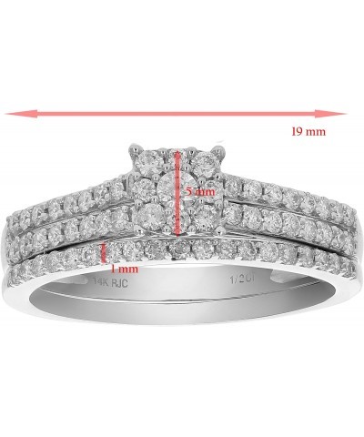 1/2 cttw Diamond Cluster Wedding Engagement Ring Set 14K White Gold Bridal $166.50 Sets